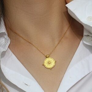NEW 18k Gold Plated Ancient Sun Layering Necklace